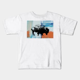 American Bison Stamp Art Painting Desert Kids T-Shirt